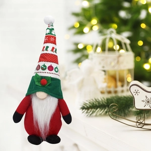 Classic Nordic Christmas gnome plush doll with a long beard and pointed hat decor