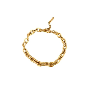 Bracelet chaîne en acier titane doré poli avec fermoir mousqueton et lien ajustable