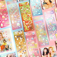 Close-up of colorful DIY alphabet and character stickers for scrapbooking and deco