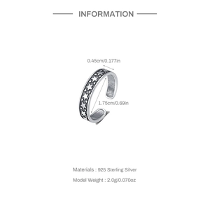 Detailed size specifications and weight for the vintage S925 sterling silver planet ring