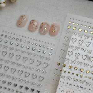 3D Nail Art Stickers Embossed Heart Bowknot Pattern Self Adhesive Manicure Decals For Women DIY Decoration