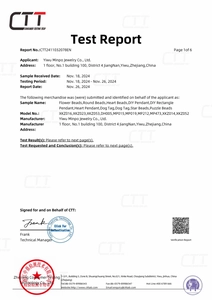 Official quality testing report for stainless steel heart-shaped DIY jewelry connectors
