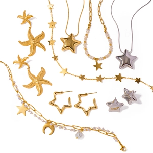 Minimalist 16K gold stainless steel star earrings and celestial jewelry collection