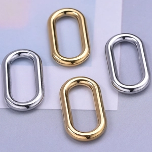 Polished 304 stainless steel oval ring pendants in gold and silver for DIY jewelry