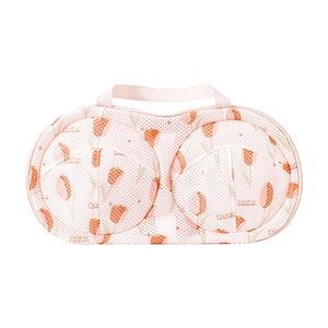 Pink tulip mesh laundry bag for washing machines with protective dual-sphere design