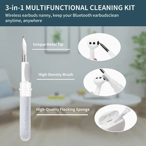 3-in-1 multi-functional cleaning pen for Bluetooth earbuds with brush and sponge