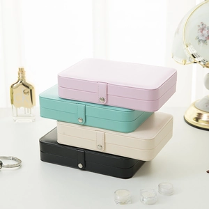 Portable PU Leather Jewelry Organizer Box For Women Travel Case For Earrings Rings Necklaces Storage With Snap Closure