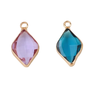 Rhombus crystal zircon charms in gold finish for DIY jewelry making and necklaces