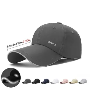 Baseball Cap Quick-Dry Polyester Reflective Brim Long Visor Sports Outdoor Sun Protection Adjustable Unisex