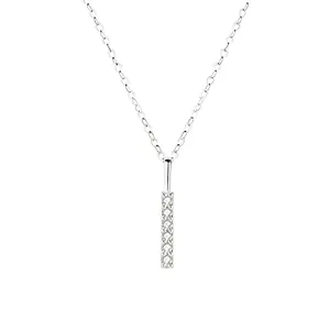 Minimalist Bar Pendant Necklace 925 Sterling Silver With AAA Zircon Elegant Plated 14K Gold Vertical Stick Jewelry For Women
