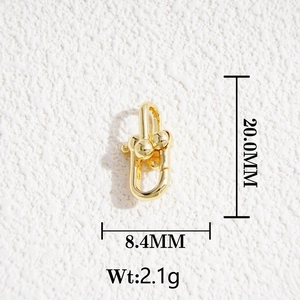 Polished golden U-shape jewelry clasp with detailed 20mm height and 2.1g weight specs