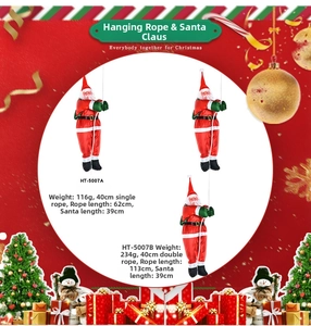 Detail of Santa Claus climbing a rope outdoor ornament with size and weight specs