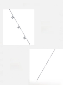 Close-up of S925 sterling silver chain with hand-set 5A cubic zirconia detailing
