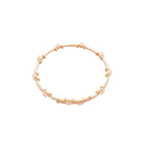 Elegant rose gold tennis style bangle with sparkling zircon stones on white background