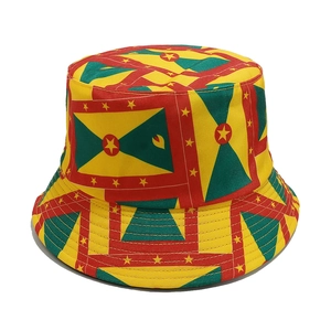 Détail du chapeau bob drapeau de la Grenade avec étoiles et bordure renforcée