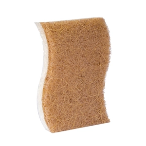 S-shaped natural coconut fiber dish sponge with ergonomic double-layer scrubbing design