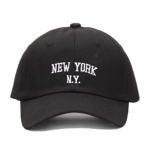 Casquette de baseball classique en coton noir avec broderie NEW YORK blanche pour adultes