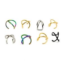 Detail showing u-shaped stainless steel nose clips in gold, silver, black, and rainbow colors