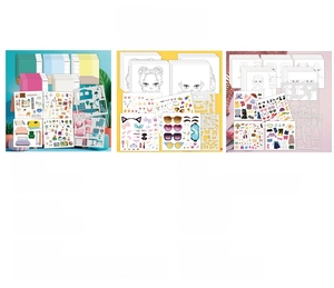 DIY coloring and dress-up sticker set specifications including size 19x18x1.5cm and weight