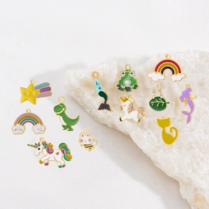 12-piece colorful enamel unicorn and mermaid charms for DIY necklace bracelet making