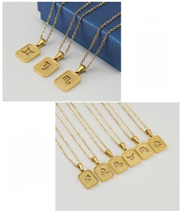 Macro shot of gold stainless steel zodiac pendants with sandblasted matte finish texture