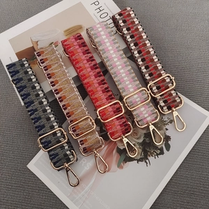 Adjustable Woven Bag Strap Replacement Shoulder Crossbody Handbag Belt Geometric Pattern Alloy Hook Accessories