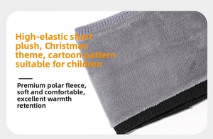 Close-up of soft high-elastic gray fleece lining on a winter neck warmer for kids