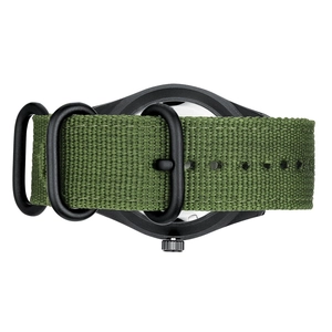 Military outdoor men's quartz watch with army green nylon strap and black matte case