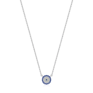 Evil Eye Round Pendant Necklace 925 Sterling Silver Zircon Exquisite Fashion Clavicle Chain For Women Jewelry