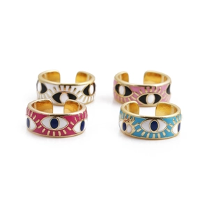 Détails des bagues réglables Evil Eye en couleurs blanc rose bleu et rose foncé