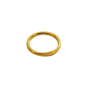 Minimalist 18k gold plated stainless steel ring with polished mirror finish surface