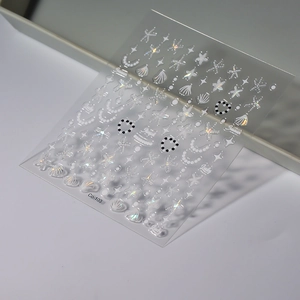 Autocollants 3D pour ongles avec motifs coquillages et étoiles de mer effet laser Co-103