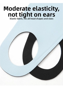 Macro view of seamless high-elasticity fabric and ear loops on a soft sleep eye mask