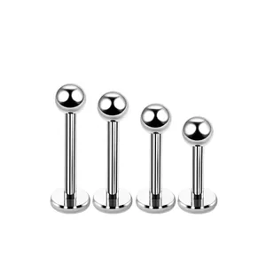 Polished F136 titanium stud earrings set with 16G round balls and flat back flat back design