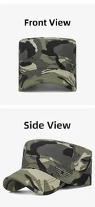 Front and side view of men's camouflage tactical patrol cap with star wing metal badge