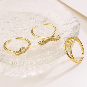Three-piece set of 18K gold plated zircon rings with heart and infinity designs