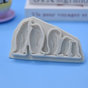 Five penguin shaped silicone mold for DIY baking, cakes, chocolates, and aromatherapy candles