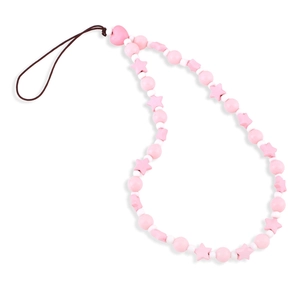 Beaded Phone Lanyard Pink Acrylic Resin Heart Star Beads Sweet Wrist Strap Charm For Phone Case Decor