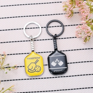 Pickleball Racket Metal Keychain Key Ring Simulation Sports Equipment Gift For Fans Novelty Pendant