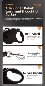 Detail view of durable ABS shell and ergonomic non-slip handle on retractable dog leash