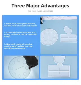 Translucent silicone mold kit for DIY resin featuring a clock face and a chick design