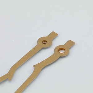 Matte gold clock hands set with sandblasted finish for quartz clock movement repair