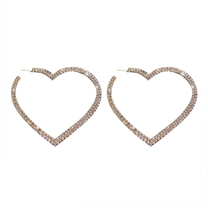 Chic oversized heart hoop earrings in rose gold with shimmering pavé crystal setting
