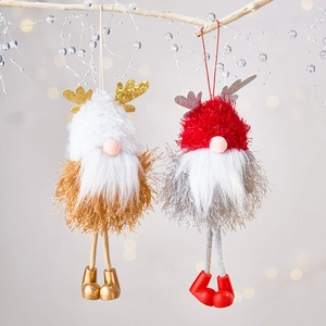 Lot de deux gnomes rennes de Noël en peluche avec bois scintillants et fausse fourrure douce