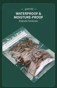 Waterproof frosted self-sealing bag for food storage with water drops on surface