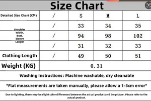 Detailed size chart in CM for knitted short top showing shoulders, chest, and length