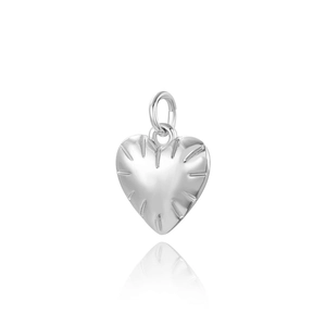 Ciondolo a cuore in argento lucido con texture a raggiera per gioielli fai-da-te