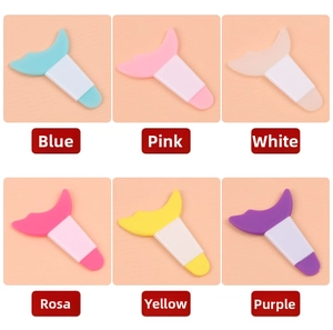 Set of 6 colorful silicone eyelash shields in blue, pink, white, rose, yellow, and purple