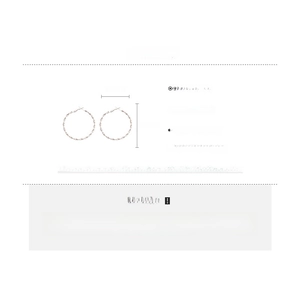 Detailed size chart showing 5cm gold twisted hoop earrings with silver needle post specs