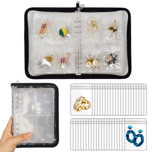 Portable PVC Transparent Jewelry Storage Book Anti-Oxidation Organizer For Earrings Necklaces Bracelets With Zipper Loose-Leaf Pockets